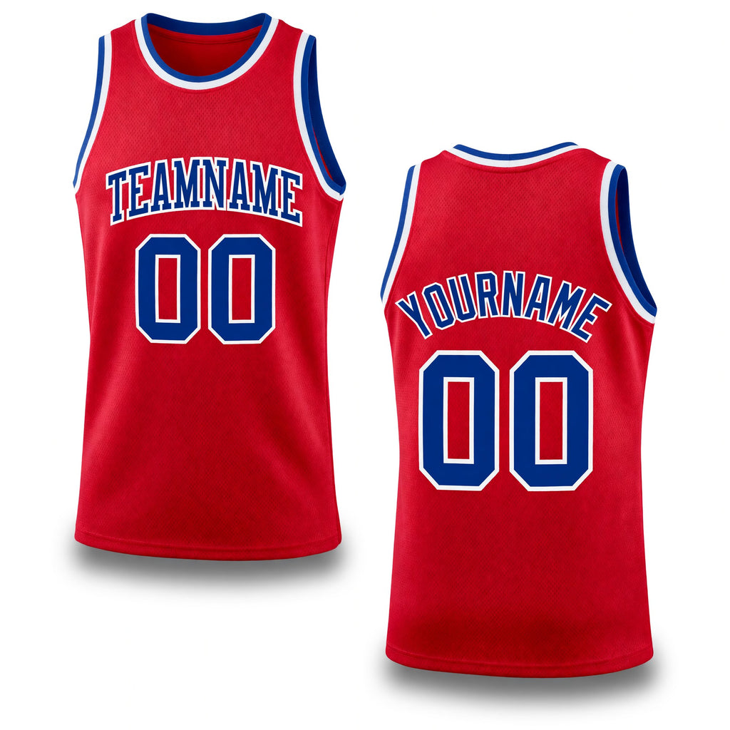 Custom Red Royal-White Authentic Throwback Basketball Jersey
