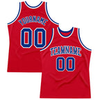Custom Red Royal-White Authentic Throwback Basketball Jersey photo 1