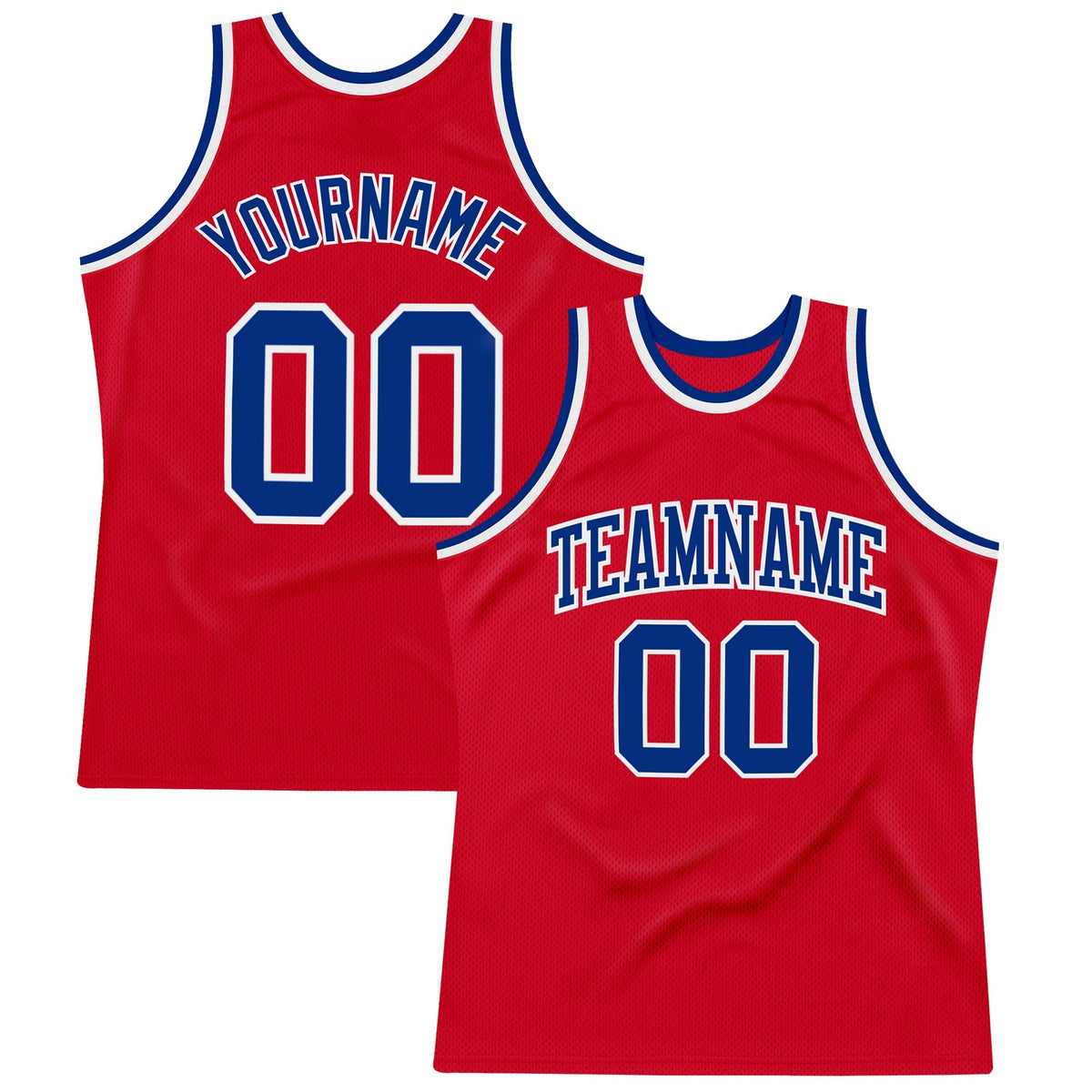 Custom Red Royal-White Authentic Throwback Basketball Jersey photo 1