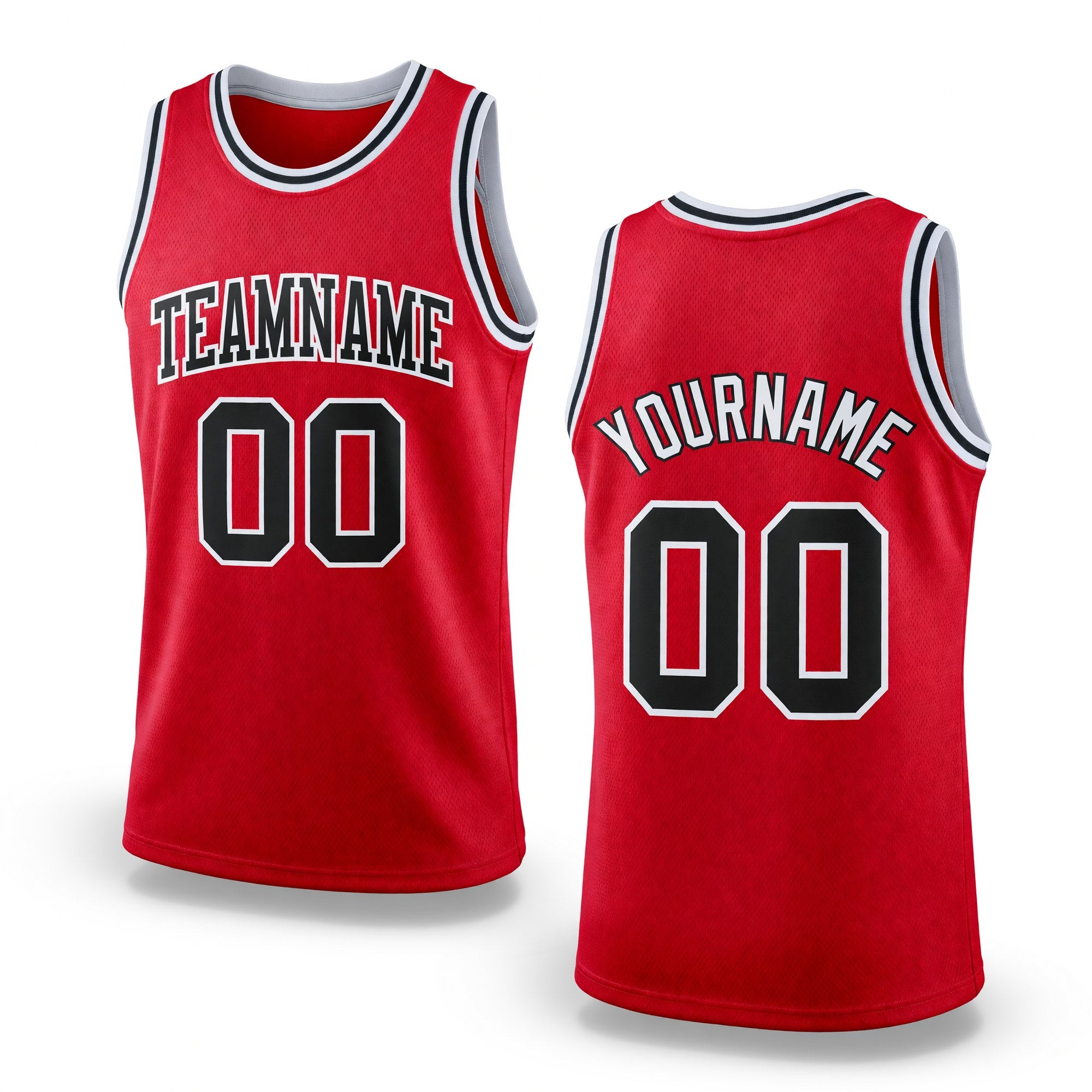 Custom Red Black-White Authentic Throwback Basketball Jersey