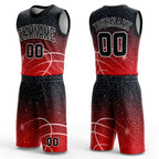 Custom Red Black-White Round Neck Sublimation Basketball Uniform Jersey