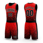 Custom Red Black-White Round Neck Sublimation Basketball Uniform Jersey