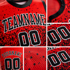 Custom Red Black-White Round Neck Sublimation Basketball Uniform Jersey detail