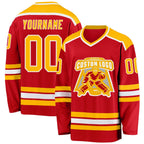 Custom Red Gold-White Hockey Jersey photo 1