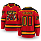 Custom Red Black-Gold Hockey Jersey