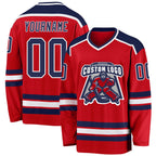 Custom Red Navy-White Hockey Jersey photo 1