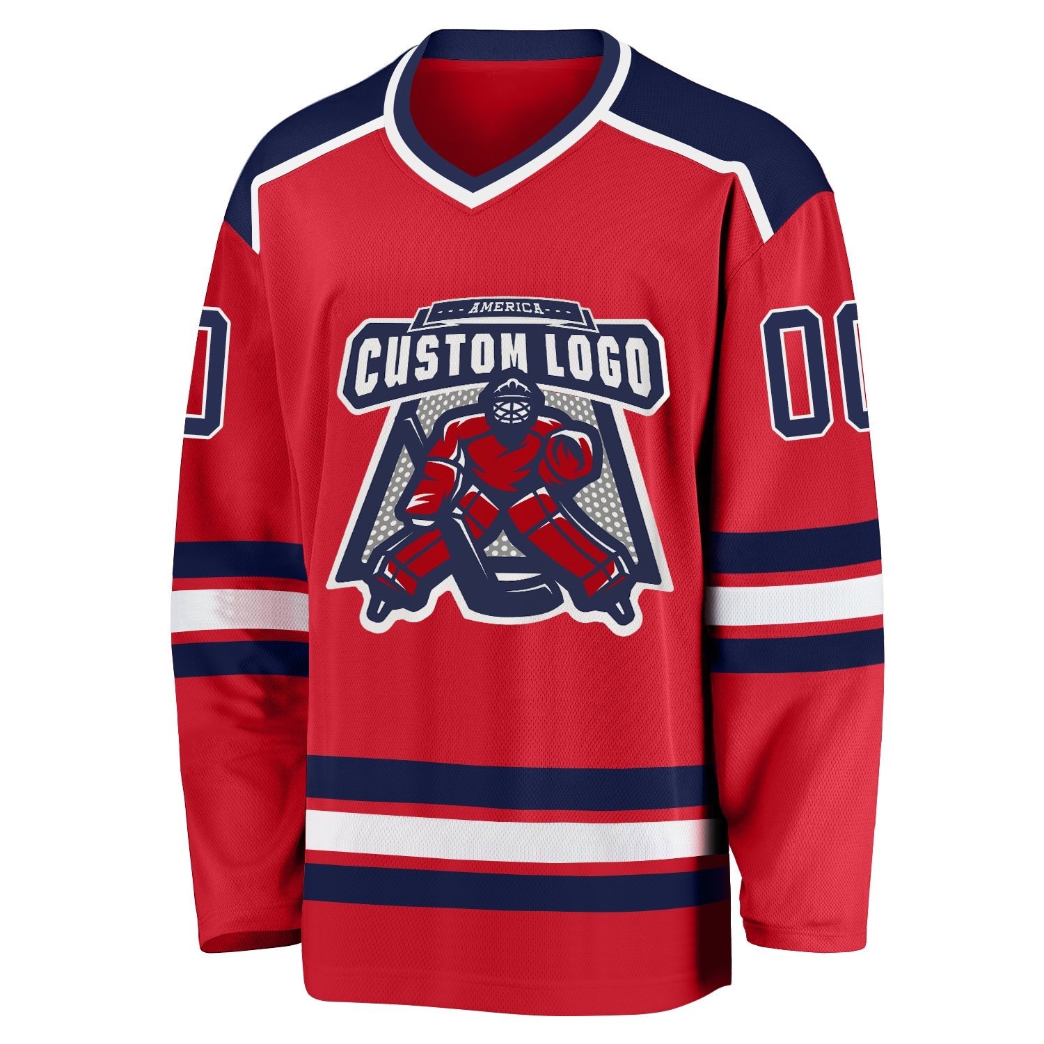 Custom Red Navy-White Hockey Jersey photo 2