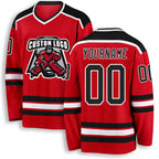 Custom Red Black-White Hockey Jersey
