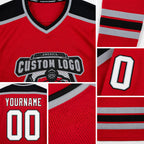 Custom Red White-Black Hockey Jersey detail