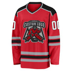 Custom Red White-Black Hockey Jersey photo 2