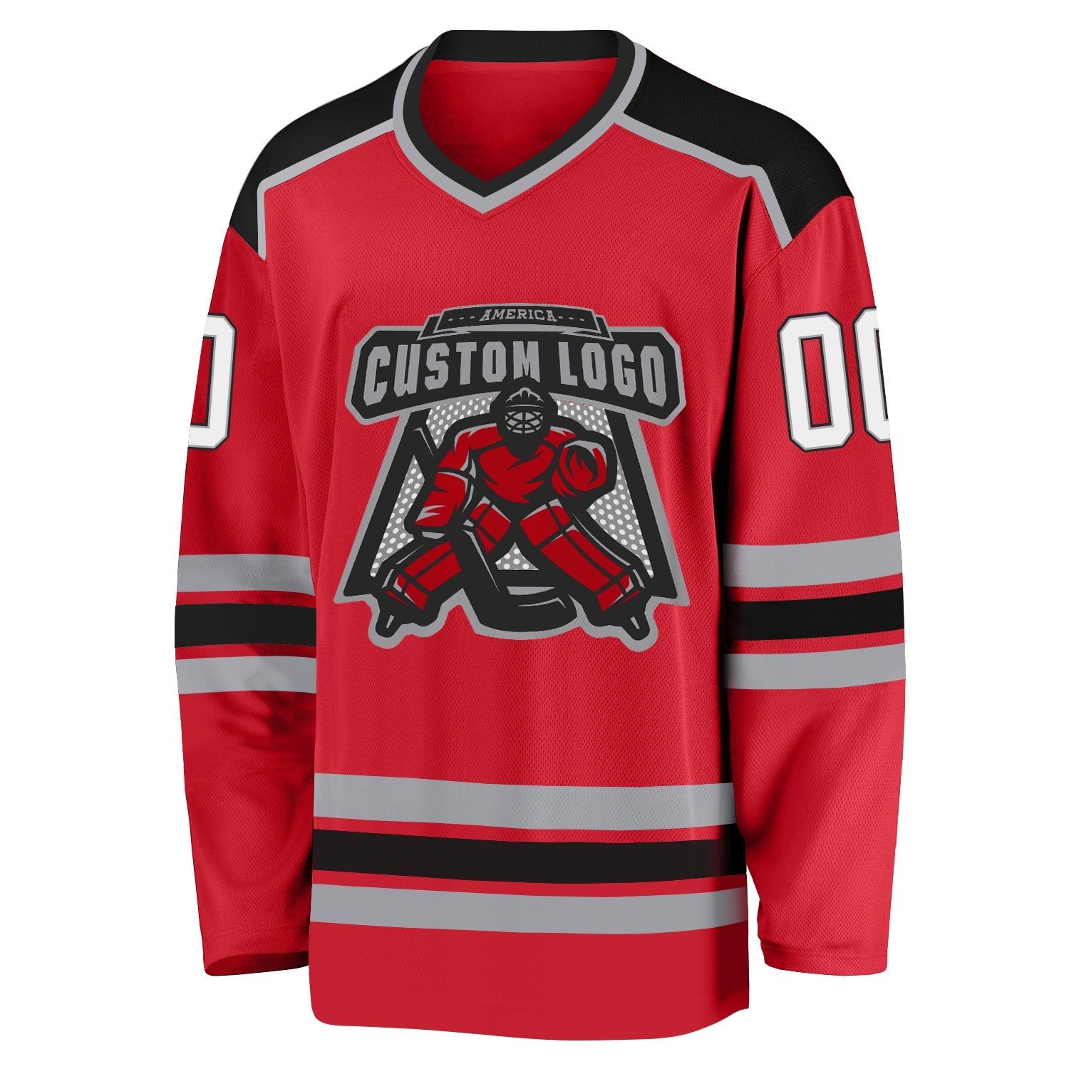 Custom Red White-Black Hockey Jersey photo 2