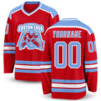 Custom Red Light Blue-White Hockey Jersey
