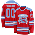 Custom Red Light Blue-White Hockey Jersey photo 1