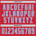 Custom Red Light Blue-White Hockey Jersey photo 3