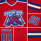Custom Red Royal-White Hockey Jersey detail