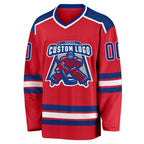 Custom Red Royal-White Hockey Jersey photo 2