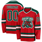 Custom Red Green-White Hockey Jersey