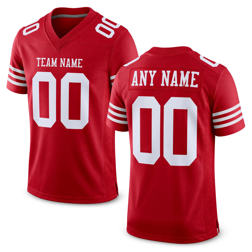 Custom Red White Mesh Authentic Football Jersey