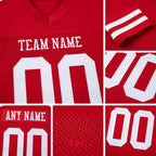 Custom Red White Mesh Authentic Football Jersey detail