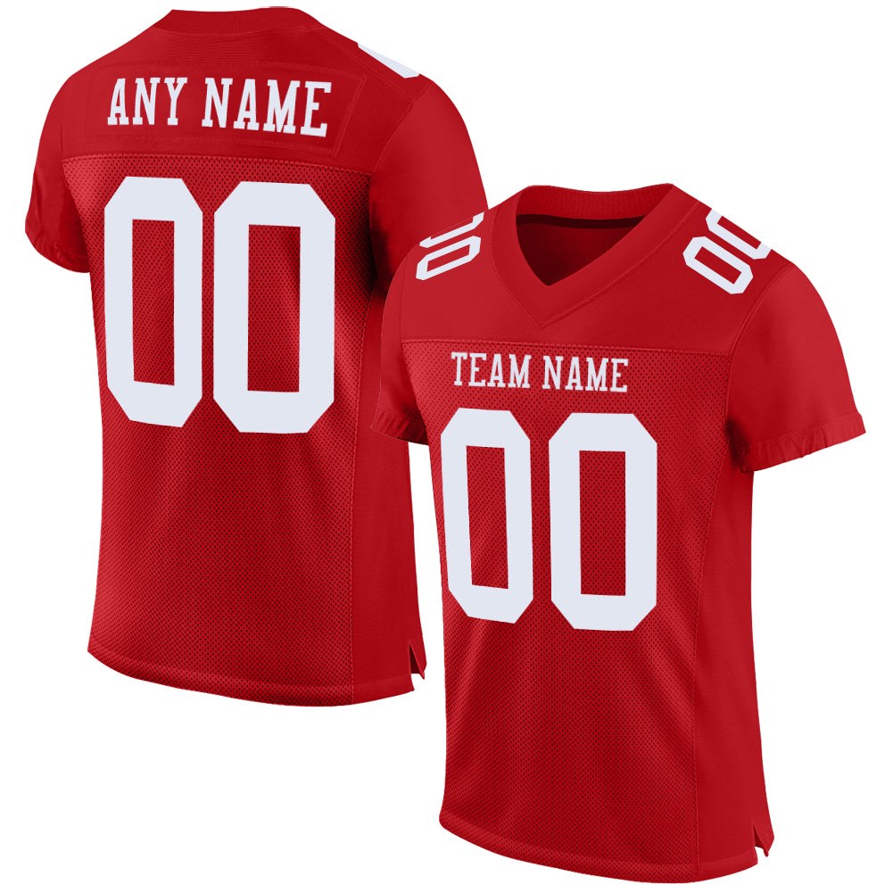 Custom Red White Mesh Authentic Football Jersey photo 1