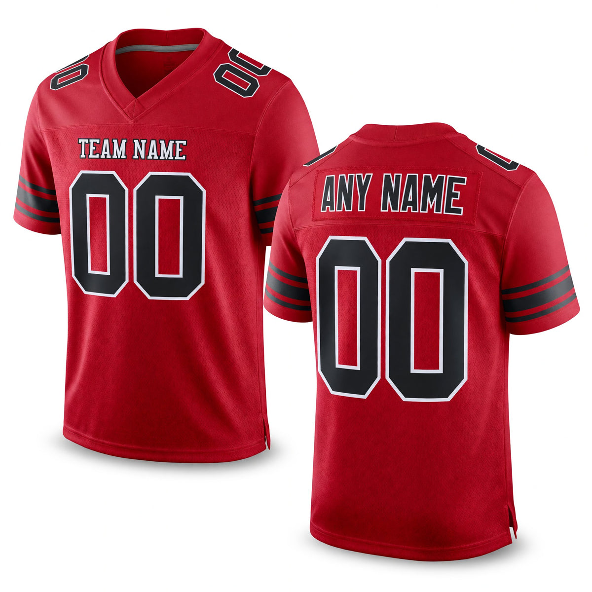 Custom Red Black-White Mesh Authentic Football Jersey