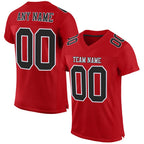 Custom Red Black-White Mesh Authentic Football Jersey photo 1