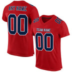Custom Red Navy-White Mesh Authentic Football Jersey photo 1