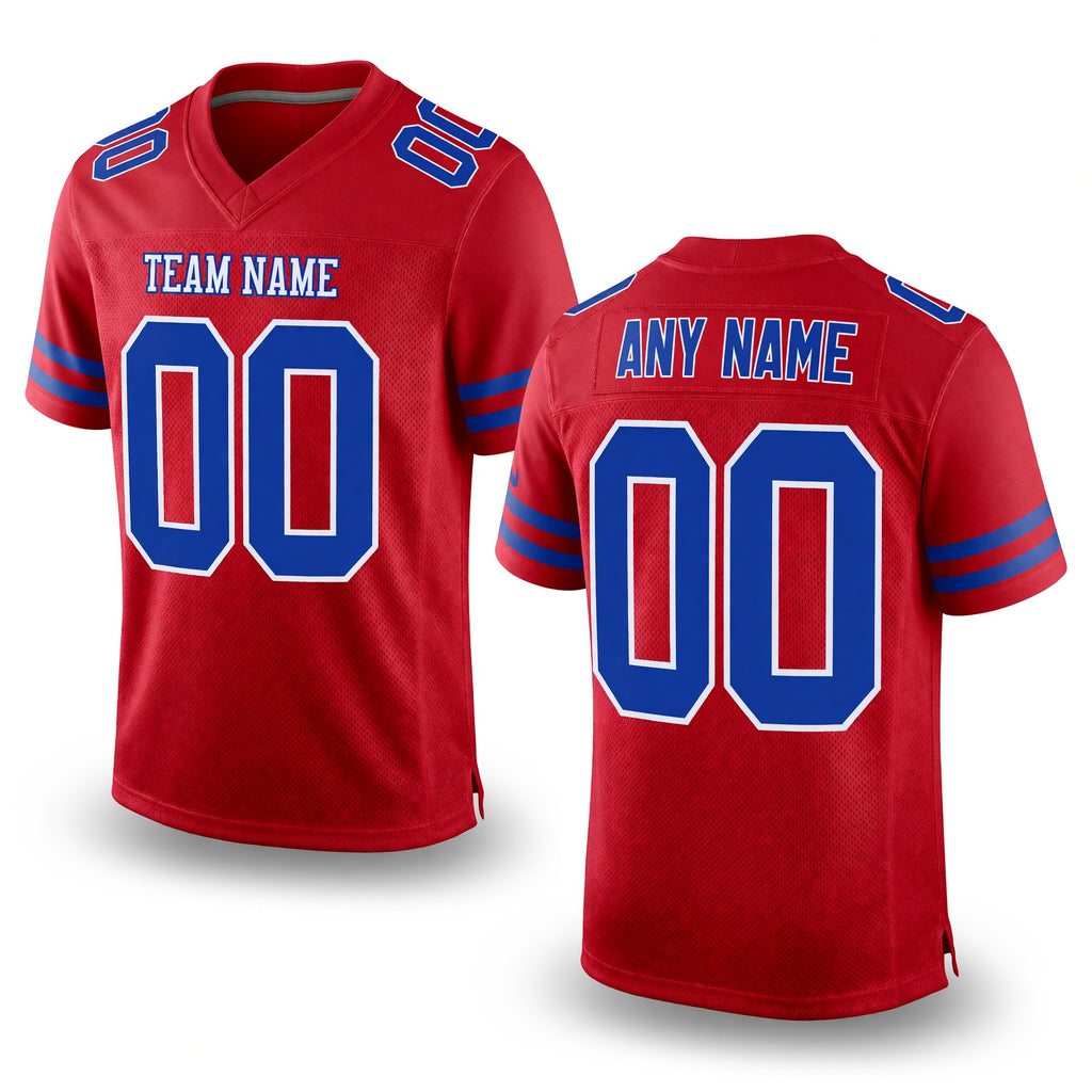 Custom Red Royal-White Mesh Authentic Football Jersey