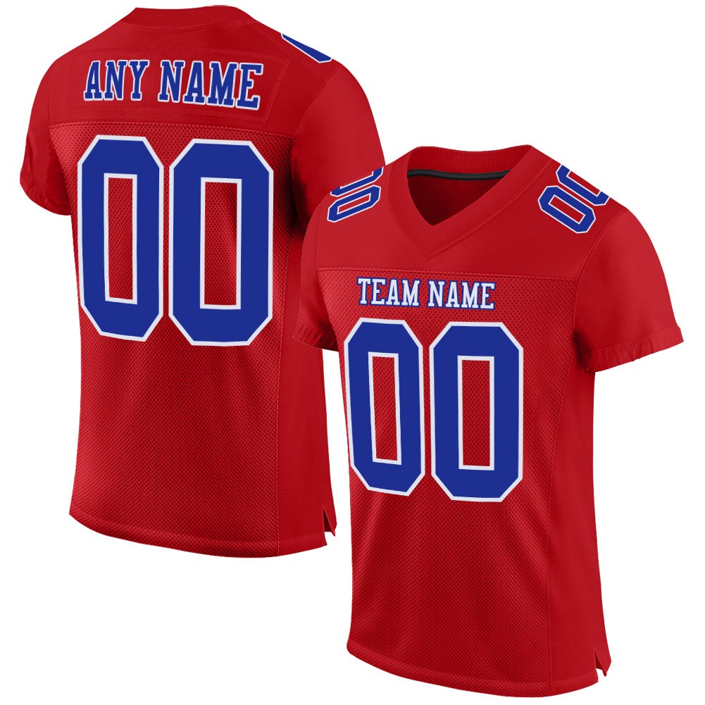 Custom Red Royal-White Mesh Authentic Football Jersey photo 1