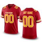 Custom Red Gold-White Mesh Authentic Football Jersey