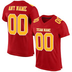 Custom Red Gold-White Mesh Authentic Football Jersey photo 1