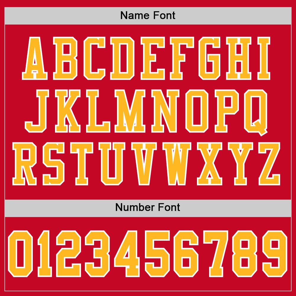 Custom Red Gold-White Mesh Authentic Football Jersey photo 3