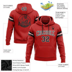 Custom Stitched Red Black-White Football Pullover Sweatshirt Hoodie photo 2