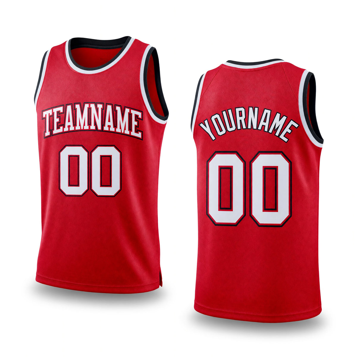 Custom Red White-Black Authentic Throwback Basketball Jersey
