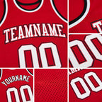 Custom Red White-Black Authentic Throwback Basketball Jersey detail