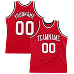 Custom Red White-Black Authentic Throwback Basketball Jersey photo 1