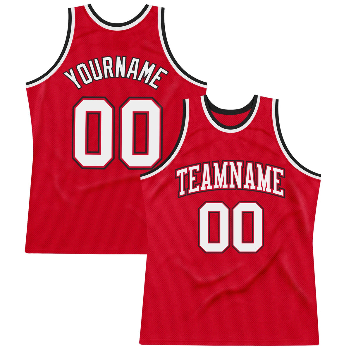 Custom Red White-Black Authentic Throwback Basketball Jersey photo 1