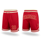 Custom Red Red-Cream Authentic Throwback Basketball Shorts