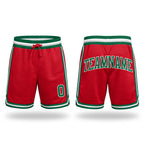 Custom Red Kelly Green-White Authentic Throwback Basketball Shorts