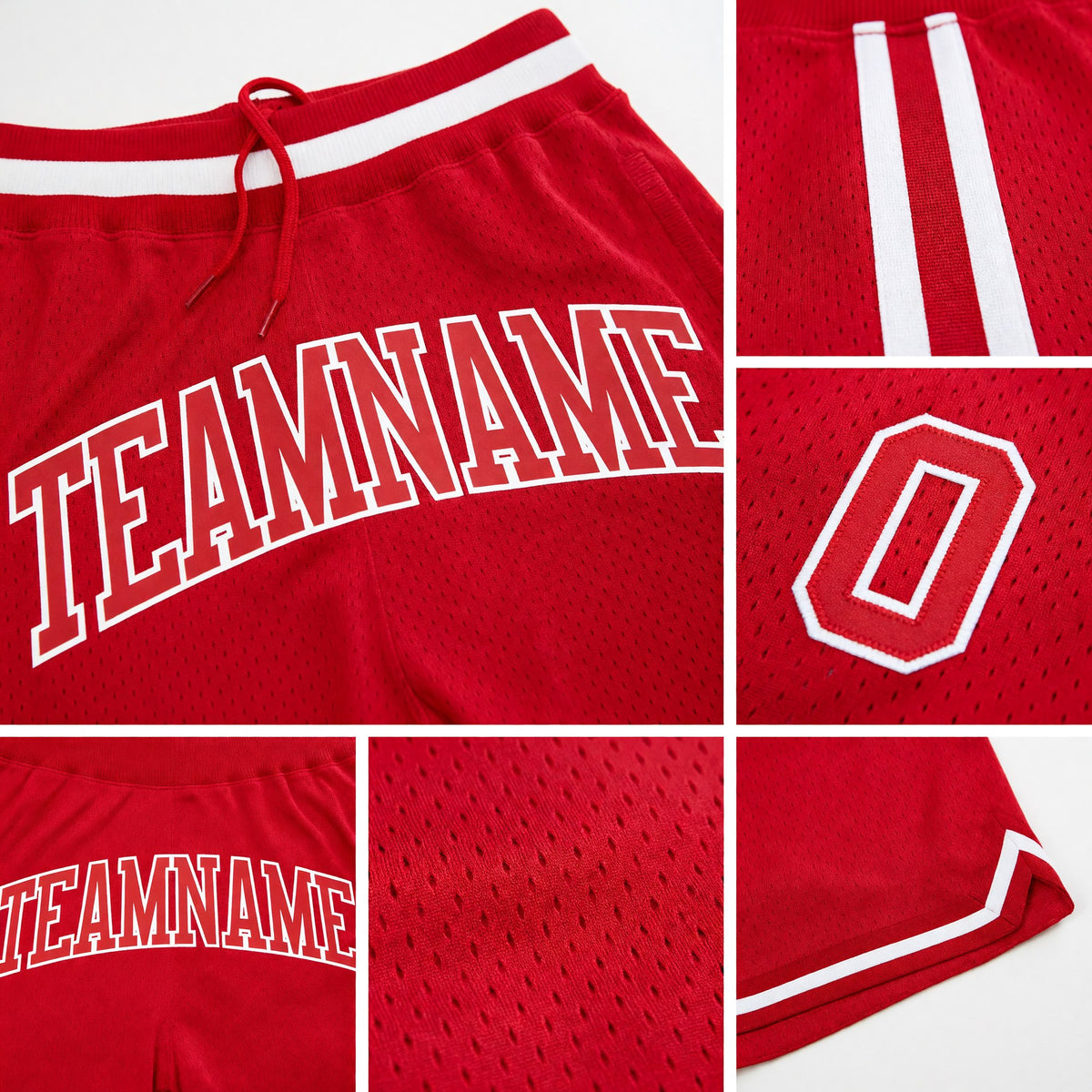 Custom Red Red-White Authentic Throwback Basketball Shorts detail