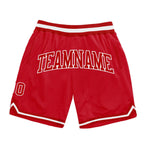 Custom Red Red-White Authentic Throwback Basketball Shorts photo 1
