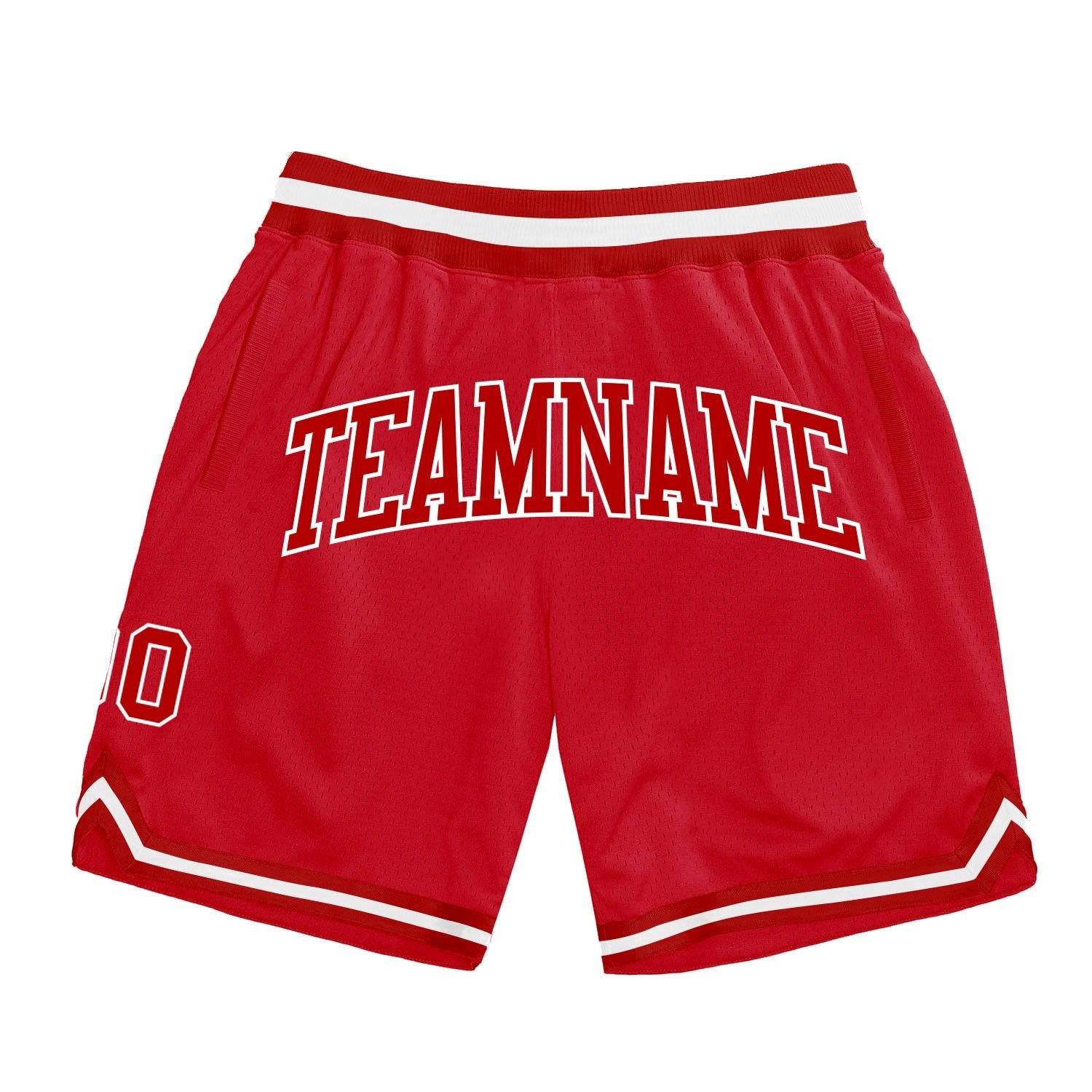 Custom Red Red-White Authentic Throwback Basketball Shorts photo 1