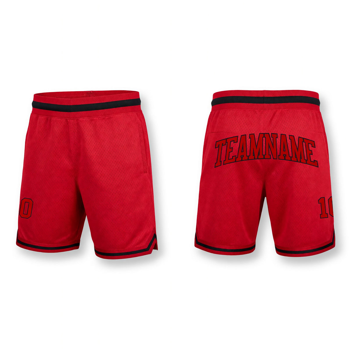 Custom Red Red-Black Authentic Throwback Basketball Shorts