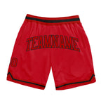Custom Red Red-Black Authentic Throwback Basketball Shorts photo 1