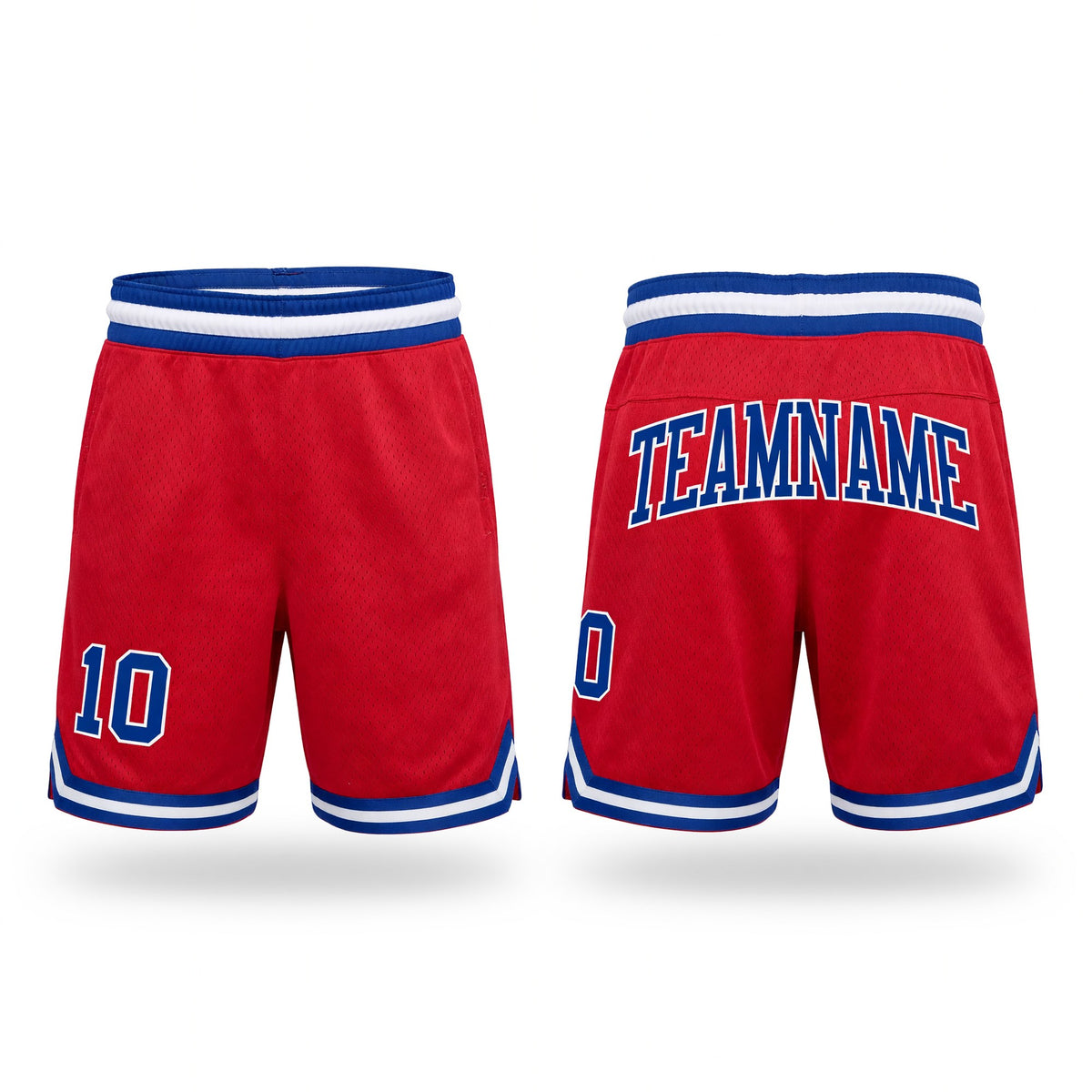 Custom Red Royal-White Authentic Throwback Basketball Shorts