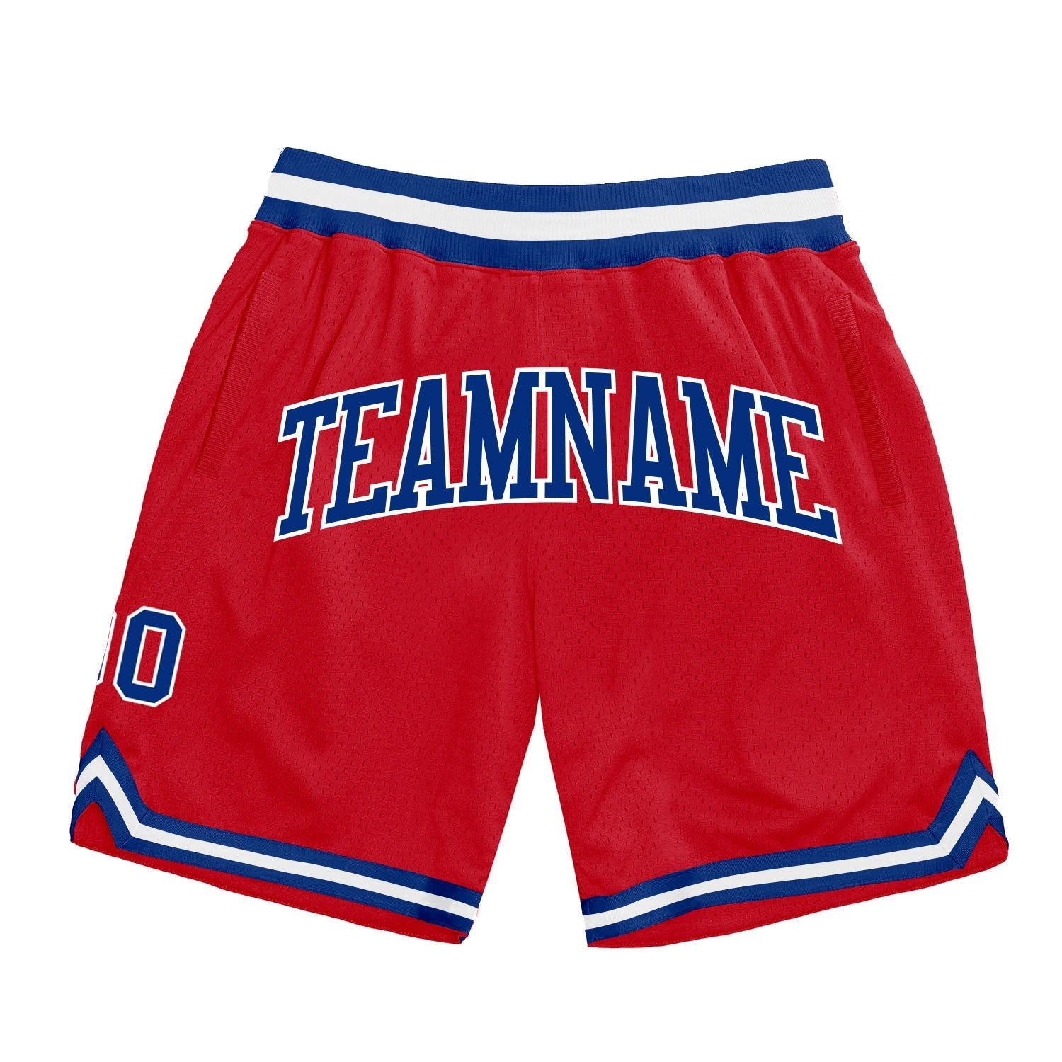 Custom Red Royal-White Authentic Throwback Basketball Shorts photo 1