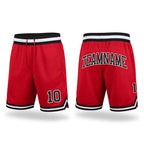 Custom Red Black-White Authentic Throwback Basketball Shorts