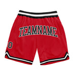 Custom Red Black-White Authentic Throwback Basketball Shorts photo 1