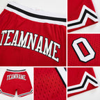 Custom Red White-Black Authentic Throwback Basketball Shorts detail