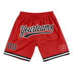 Custom Red Black-White Authentic Throwback Basketball Shorts photo 1